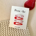 Red floral pattern waterdrop snap hair clips set for girls on white card display - Style 2-Red Polka Dot