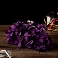 Elegant dark purple floral evening clutch bag with 3D petals and silver ball clasp - Purple