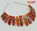 Handmade orange crystal headband with silver crescent moon pendant in bohemian style - Red Agate