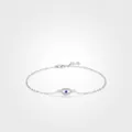 S925 sterling silver evil eye bracelet with blue stone and cubic zirconia inlay - 925 Silver / Silver