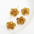 Macro detail of yellow glass flower beads with gold foil and red accents for DIY jewelry - 4# Champagne Large Flower