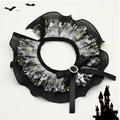 Halloween pet collar with ghost charm, castle prints, and black bow for cats and dogs - XS(15-20cm) / Ghost Black