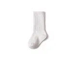 Children's white ribbed cotton crew socks with soft elastic cuffs for boys and girls - White