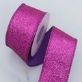 Sparkling purple glitter ribbon with overlocked edges for Christmas gift wrapping DIY - 4cm / Purple