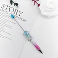Creative beaded pen with pink purple gradient finish and white pearl rhinestone details - 3-Color Gradient Blue White Purple