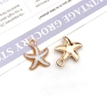 DIY starfish alloy pendant with white oil drip finish and gold plated back view - White Starfish
