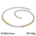 Two-tone silver and gold Cuban link necklace in titanium steel, size 550x7mm and 48g - B-Style Gold Necklace (KN200786-KLHQ)