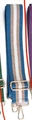 5cm wide blue and rose gold striped bag strap with golden metal hardware buckles - Silver Clasp / Blue