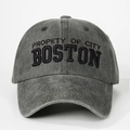 Casquette de baseball en coton gris délavé avec broderie Boston et sangle réglable - Taille unique / Vert Militaire