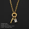 14K gold plated stainless steel necklace featuring letter 'f' and crystal charm - Letter F