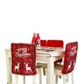 Red checkered Christmas chair cover with Merry Christmas reindeer and snowflake print - Christmas Red Reindeer