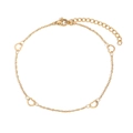 Minimalist 14K gold plated stainless steel anklet featuring hollow heart charms - Gold