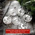 6cm Christmas ornament balls with elk and tree patterns in 6-piece transparent set - Elk Style / 6CM Transparent Painted 6pcs