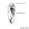 Silver stainless steel skull clasp keychain 46x27mm with 25g weight details - Skull Style (KLJ8536-KJX)