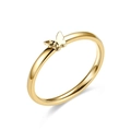 Minimalist golden titanium steel butterfly ring with a polished finish on white background - US 5 / Gold