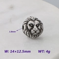 Silver stainless steel lion head bead for DIY bracelet with 14x12.5mm dimensions - Style 1 - Lion Head (KLJ9095-KJX)