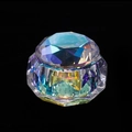 Iridescent crystal nail art jar with octagonal diamond cut and gradient rainbow finish - Colorful Pointed Bottom Diamond Lid Cup