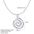 Silver stainless steel spiral conch pendant necklace with a sleek snake chain - Steel-Threaded Necklace (S5)