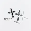 Vintage legering kruis hanger met witte inleg voor DIY sieraden maken projecten - Antiek Zilver szj026z30
