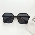 Classic black hexagonal oversized sunglasses with geometric frame for stylish outdoor wear - Black and Gray