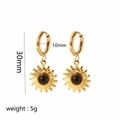 Vintage 18k gold plated sunburst earrings with natural stone and 30mm size labels - Dark Stone Sunburst Style (TE6097)
