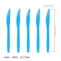 Detailed size chart of ten blue plastic knives for birthday party tableware sets - Blue Knives 10PCS