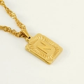 Golden stainless steel necklace featuring a rectangular pendant with the letter N - Letter N