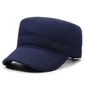 Men's navy blue cotton cadet cap with SPIRIT embroidery detail for casual outdoor wear - Navy Blue