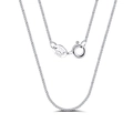 Macro detail of S925 sterling silver curb chain with Italy mark and spring clasp - 1mm x 40cm / Silver