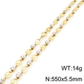 18K gold plated stainless steel pig nose chain necklace with cubic zirconia stones, 14g weight - Gold Style (KN298350-ZCG)