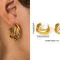 Gold Triple Overlapping C-shape Earrings ZJGE0701