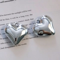 Ciondolo a cuore in acrilico argentato con effetto laser per portachiavi fai da te - 32.5*34.5mm / Cuore Grande-Argento
