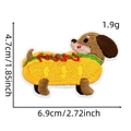 Detailed size view of cartoon hot dog embroidery patch with clear 4.7x6.9cm measurements - Puppy Patch 7#