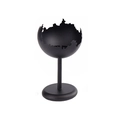 Matte black American style candle holder with jagged rim and round base on white background - Large / Black