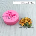 3D daffodil flower silicone mold for fondant with 7cm diameter and finished product view - 3748 Narcissus / Pink