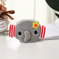 Cute grey plush elephant coin purse with striped ears and metal zipper closure - Grey Elephant