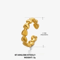 Anillo de cadena de corazón ajustable en acero inoxidable chapado en oro de 18K - 1.7cm (Ajustable) / Anillo de Corazón Dorado