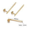 43mm gold stainless steel linear earring posts with 2mm hole for DIY jewelry making - 43mm Long Pin / Gold