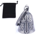 Retro stainless steel motorcycle guardian bell with angel wings and velvet pouch - Retro Set with Velvet Bag
