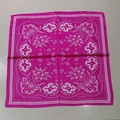 Square paisley silk scarf in vibrant fuchsia with white symmetrical floral patterns - New Cashew Green Square Scarf / 65