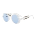Cyberpunk round sunglasses with light blue lenses and translucent frosted white frames - White Frame Ice Blue Lens