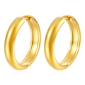 Pendientes de aro redondos de 5MM en acero inoxidable con chapado en oro de 18 quilates - Grande (20 mm DI) / Dorado