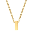 Minimalist gold-plated stainless steel necklace with a vertical rectangular bar pendant - Letter I / Gold