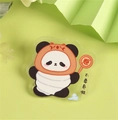 Cartoon panda acrylic brooch featuring orange headwear and anti-stress text badge - No Competition Panda