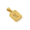 18K gold plated titanium steel necklace with sandblasted rectangle letter K pendant - Letter K - Gold
