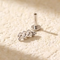 S925 sterling silver wavy constellation ear stud with sparkling rhinestones and flat back - Silver (Aquarius)