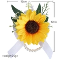 Hochzeit Handgelenks-Ansteckblume mit Sonnenblume, Blättern und Perlenarmband - Sonnenblume Handgelenk Corsage