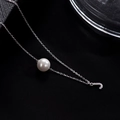 Elegant S925 silver necklace featuring a round pearl and a sparkling diamond letter J pendant - Letter J