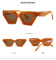 Three-view layout of retro amber irregular sunglasses with brown lenses from multiple angles - Tea Frame Tea Lens