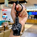Funny black leather palm keychain with middle finger gesture and yxd life text - Black Charm-Middle Finger Gesture
